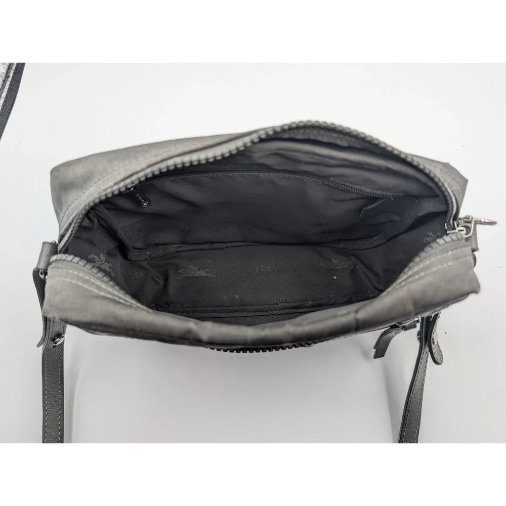 Longchamp Le Pliage Neo Camera Crossbody Bag Grey Nylon Leather French-Made